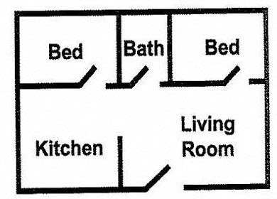 2 Bed Floor Plan at Paradise Village Apartments, Phoenix, AZ 85032